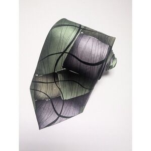 J.‎ GARCIA Men's 100% Silk XL Necktie Designer MOON MOUNTAINS Green/Black EUC